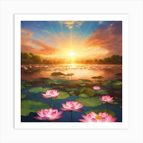 Lotus Flower Painting 1 Art Print