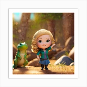 Girl and her dragon Art Print