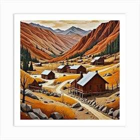 Dry Country Village Cubism Style Art Print