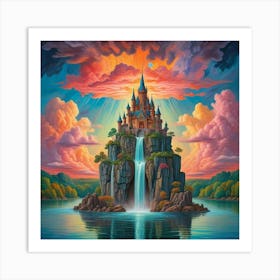 Enchanted Heights The Castle Of Cascading Waters (13) Art Print