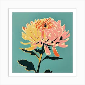 Chrysanthemum 3 Square Flower Illustration Art Print