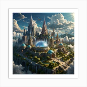 Fantasy Castle In The Clouds 1 Art Print