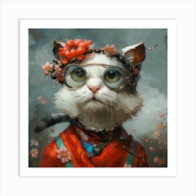 Cat With Glasses 1 Art Print