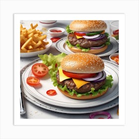 Hamburgers And Fries 6 Art Print