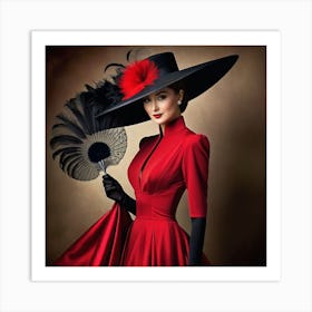 Lady In A Red Dress Art Print