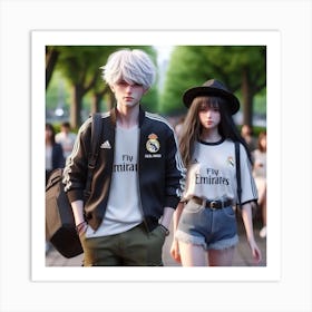 Couple Walking In The City Art Print