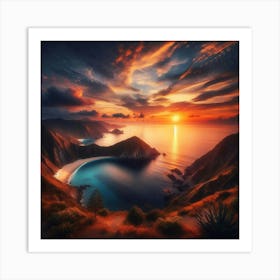 Sunset Over The Ocean Art Print