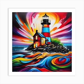 Rainbow Lighthouse 1 Art Print