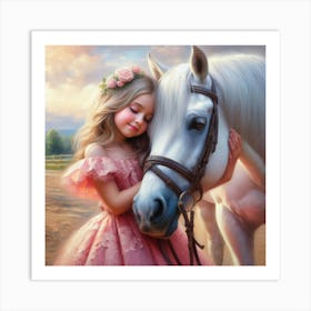 Little Girl With Horse Art Print