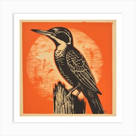 Retro Bird Lithograph Woodpecker 2 Art Print