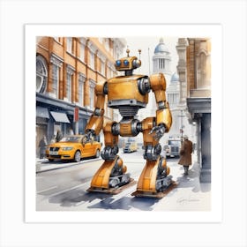 Robot On The Street 52 Art Print