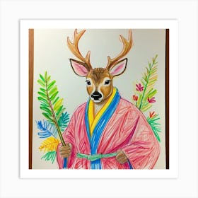 Samurai Deer 2 Art Print