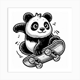 Panda Riding A Skateboard Art Print