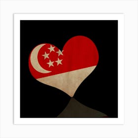 Singapore Flag Heart Art Print