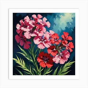 Sweet William Floral Botanical Vintage Poster Flower Art Print 3 Art Print