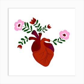 Heart With Flowers Art Print