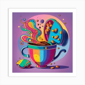 Rainbow Tea Cup Art Print