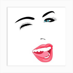 Pop Art Winking Face Art Print