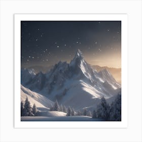 Snowy Mountain Landscape 1 Art Print