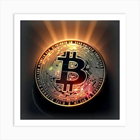 Bitcoin On A Black Background Art Print