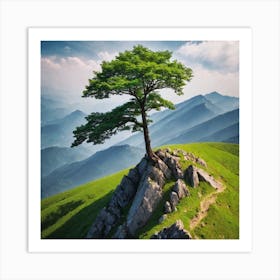 Lone Tree On Top Of Mountain 39 Art Print