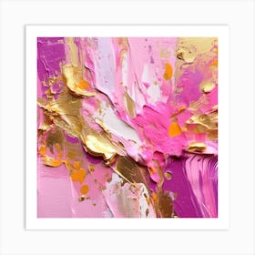 Pink And Gold Abstract Painting Art Print