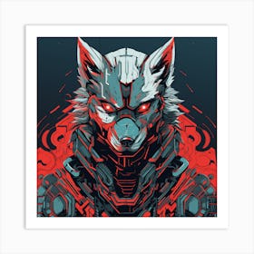 Wolf Cyber Warrior 1 Art Print