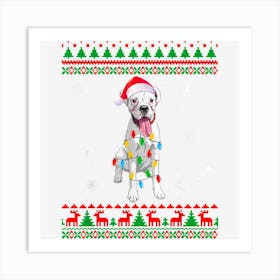 Xmas Ugly Sweater Christmas Lights Boxer Dog Lover Art Print