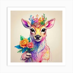 Deer With Crown Art Print