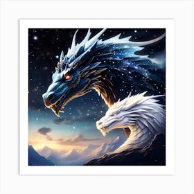 Two majestic dragons 1 Art Print