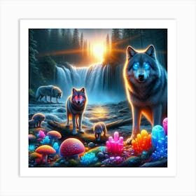 Wolf In The Crystal Forest Art Print