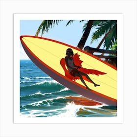 Surfer On A Surfboard Art Print