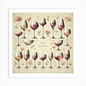 Vintage Wine Glasses Art Print