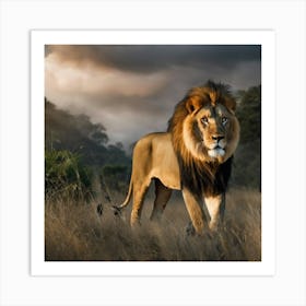 Lion In The Grass Art Print