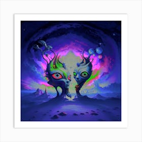 Aliens In Space 3 Art Print