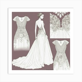 Wedding Dress Sketch 1 Art Print