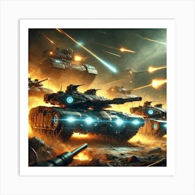 Martian Battle Tanks Frontline Defense Art Print