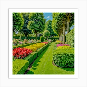 Garden With Colorful Flowers Art Print