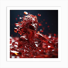 Red Woman In A Glass Art Print