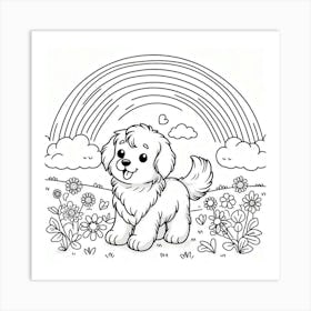 Line Art lovely dog 3 Art Print