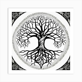 Tree Of Life, A Tree Of Life With Interconnected Roots And Branches Representing Unity And Growth 2 Art Print