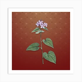 Vintage Morning Glory Flower Botanical on Falu Red Pattern n.0517 Art Print