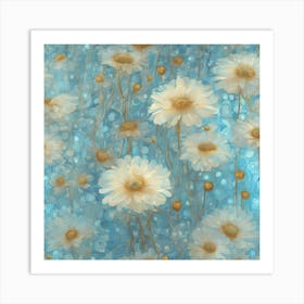 Klimts Would Love These Flowers Light Blue 11 Art Print