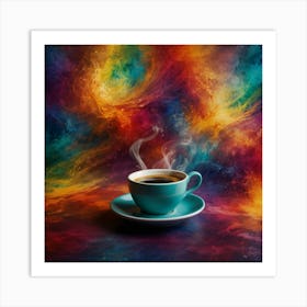 Coffee Cup On Colorful Background 1 Art Print