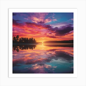 Sunset On A Lake Art Print