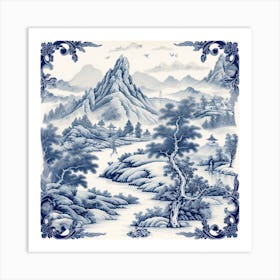 Yosemite National Park Delft Tile Illustration 4 Art Print