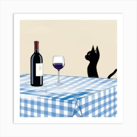 Cat At The Table Art Print