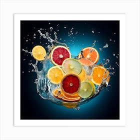 Oranges Splashing Water Art Print