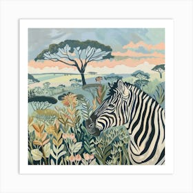 Zebra Pastel Illustration 2 Art Print