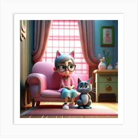 Cat And Cat Art Print